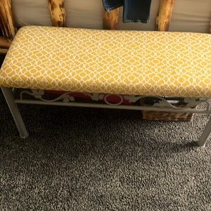 Super cute bench and you can redo the fabric if you do not like the yellow